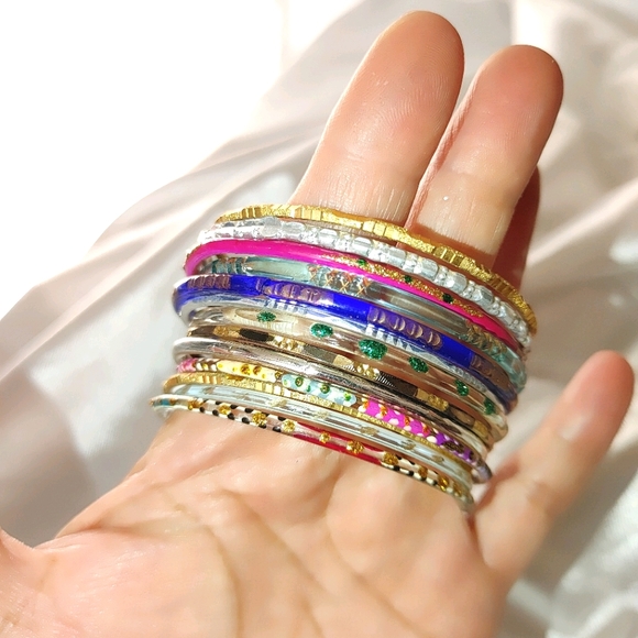 13 girls colorful acrylic metal plastic bangles